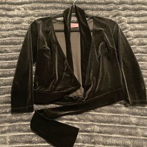 Vixen by Micheline Pitt Black Velvet Wrap Top